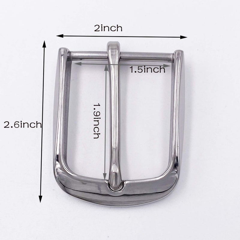LAXPICOL 1.5"(40mm) Heavy Duty Stainless Steel Single Prong Square Belt Buckle - Image 2